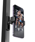 Magnetic Gym Phone Holder With Alloy Base And Joint, 360 Degree Adjustable, holds phone on gym equipment, secure black holder