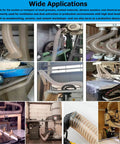 Heavy Duty Shop Grade Vacuum Hose Flexible Dust Collector Pipe Built Tough For Woodworking with applications in various workshops.