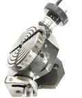Side view of 4 Inch Tilting Rotary Table For Milling Machines with 80mm 4 Jaw Independent Chuck Back Plate And T Nuts 360 Degree