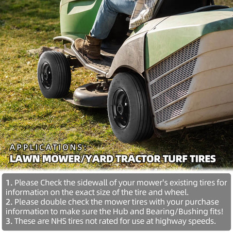 11x4.00-5 Tire And Wheel Assembly For Lawn Mowers And Turf Tractors with Tube 4 Ply installed on a lawn mower