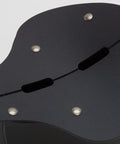 Close-up of black Foldable Meditation Kneeling Bench Seiza Posture Support For Pain Free Kneeling with visible screws.