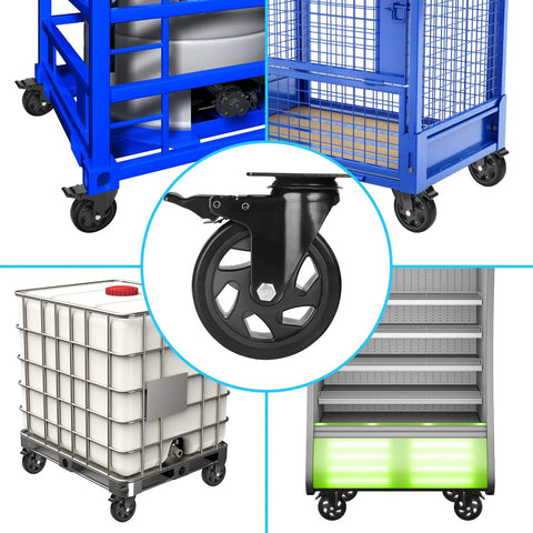 5 Inch Heavy Duty Caster Wheels Set Four Pack With 1800 Lbs Total Capacity And Steel Frame Top Plate Durable Plate Casters