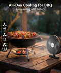 Top Shelf Magnetic Rechargeable Travel Fan For Golf Carts And Cruise Ships 10000Mah Battery keeps you cool near BBQ grill.