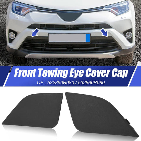 Pair Front Left And Right Bumper Tow Hook Covers For Toyota RAV4 2016 2017 2018 Not EU Version Easy Install DIY Friendly Replacement Eye Cap 532850R080 532860R080