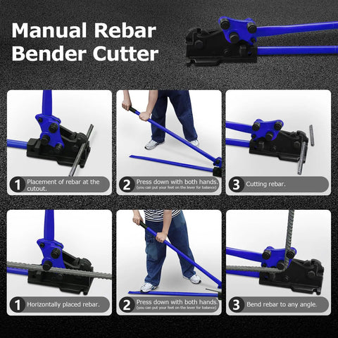 Heavy Duty Manual Rebar Cutter And Bender Tool With Removable Shears Lever Action Workhorse demonstration of placement and cutting rebar.