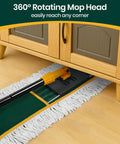 360 degree rotating mop head of 36 Inch Commercial Dust Mop With Two Replacement Pads And 60 Inch Handle for hard-to-reach corners.