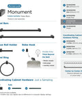 Towel Ring In Monument Matte Black, Six And A Half Inch Bath Hardware Upgrade For Modern Bathrooms details chart