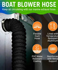 4 Inch Marine Exhaust Hose, 10 Ft Flexible PVC Duct for Bilge with metal reinforcement, installed in boat engine compartment