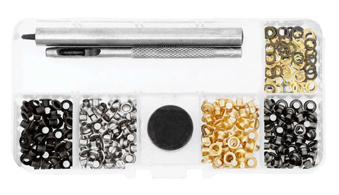 All-In-One One-Eighth Inch Metal Grommets And Eyelets Kit, 200 Sets For Fabric Leather Tarps Clothing Boots And Sewing, includes tools