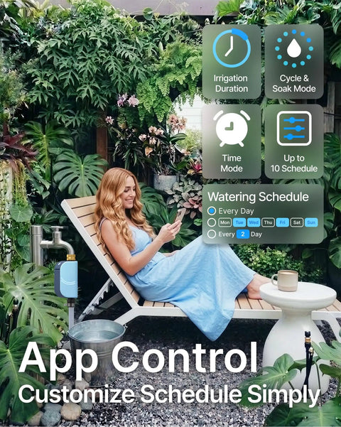WiFi Water Timer For Garden Hose With Heavy Duty Brass Inlet And Flow Meter, No Hub Needed, App Control From Your Phone