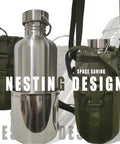 Survival Ready 3-In-1 42oz Water Bottle With 24oz Nesting Cup And Carry Bag 18-8 Stainless Steel Wide Mouth Outdoor Canteen