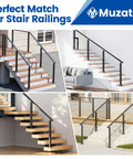 Black Beefy Stair Cable Railing Post 36 Inch For 25 To 35 Degree Stairs 36 By 2 By 2 Inch Surface Mount T304 Stainless Steel Cable Kit