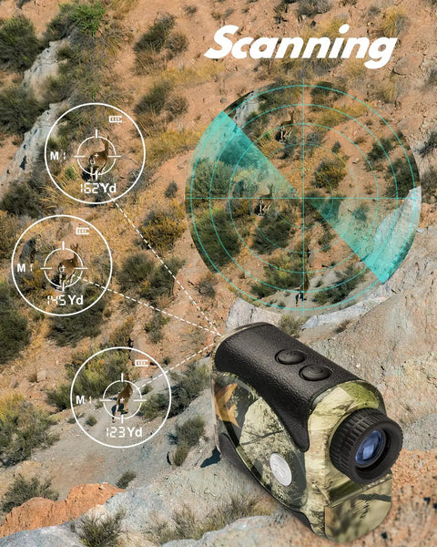 Precision Hunting Rangefinder With Laser Optics For Bow Rifle Shooting Featuring Dead On Angle Measurements Target Lock Vibration Alerts Lightning Fast Scanning Rechargeable Battery Power And Durable Carry Case Included