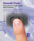 Close-up of finger using Two Port RJ45 Ethernet Switch And Passive Selector For Dual In One Out with slide switch.