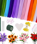 900 Piece Pipe Cleaners Craft Kit With 14 Colors, Floral Stems, glue sticks, tape, stamens, pearls, for DIY flower projects