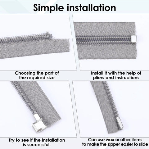 Metal Zipper Repair Kit 123 Pieces for DIY Fixes Includes Zipper Sizes 3 5 8 10 with Latch Sliders Retainer Insertion Pins