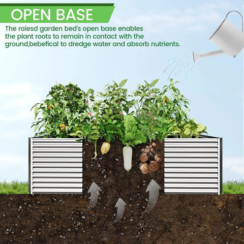 Two Pack Tall 8x4ft Galvanized Raised Garden Beds Outdoor Above Ground For Vegetables And Flowers Steel Raised Beds with open base