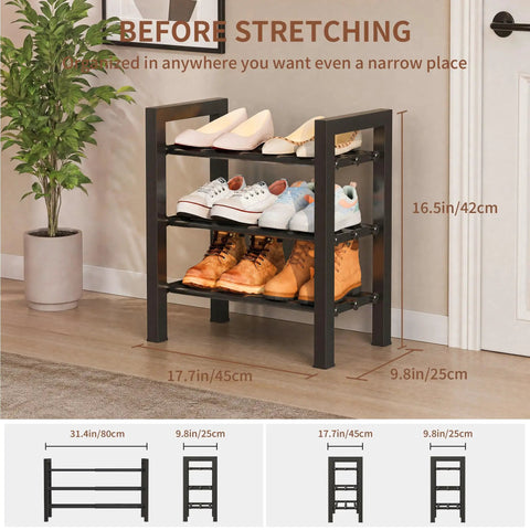 Heavy Duty Metal Shoe Rack With Expandable Design And Rock Solid Three Tube Structure For Maximum Closet Storage That Holds Way More Shoes Without Sagging