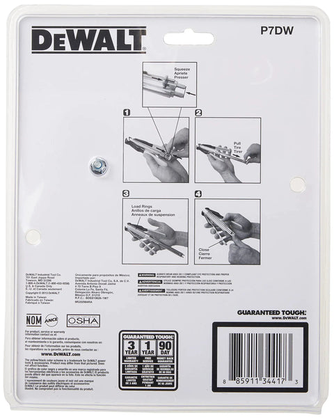 Back packaging of Hog Ring Pliers Kit With Spring Loaded Magazine And 1000 Hog Rings showing instructions.