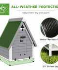 Outdoor Wooden Chicken Coop For Two Hens With Removable Nesting Box, Roosting Bar, Tray, And Ramp, Built Tough Dual Function Poultry Cage And Rabbit Hutch, Weatherproof 31 By 29 By 43 Inches Grey with water-resistant roof and elevated base.