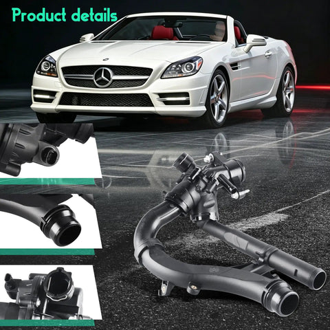 Premium Cooling System Water Pump Thermostat For Mercedes Benz C200 C300 E300 Glc250 Glc300, showing detailed assembly with water hoses.