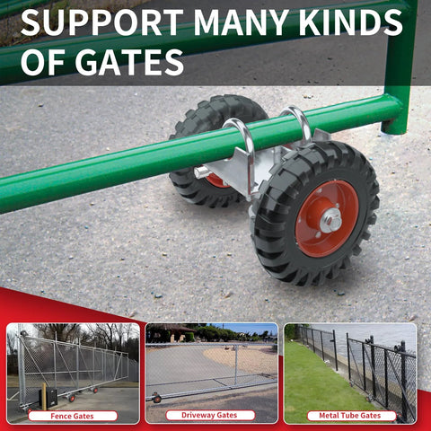 6 Inch Heavy Duty Gate Wheel With Rubber Tire For Chain Link Fence And Sliding Or Driveway Gates Red 1 Pack in use