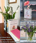 Clear Book Vase Acrylic Flower Holder And Space Saving Desk Decor For Bookshelf Modern Minimalist Home Office Organizer Floral Display