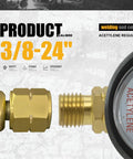 CGA520 Acetylene Regulator For B Tanks With Secure B Type Connection Turbo Style Matching Kit close-up on connection detail