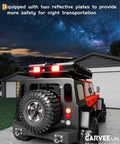 Heavy Duty Roof Rack Cargo Basket 46 Inch By 36 Inch Universal Carrier installed on SUV under starry night sky with reflective lights