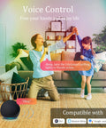 Woman and child using voice control for 12 Inch WiFi Smart LED Ceiling Light Dimmable 2700K To 6500K And RGB Mood Lighting For Porch