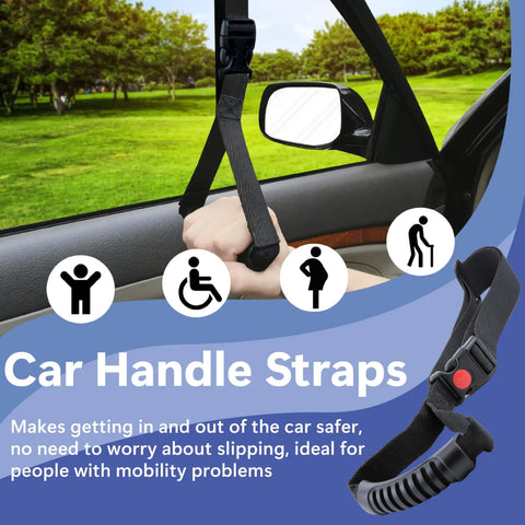 Rock Solid Adjustable Car Grab Handle Strap For Dead Easy Vehicle Entry And Exit with secure locking grip in use.