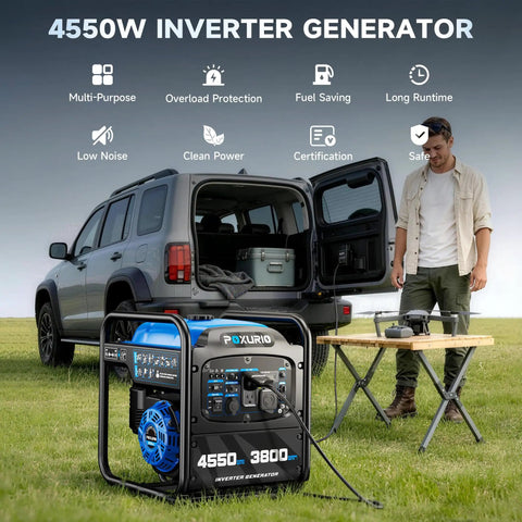4550 Watt Portable Inverter Generator for Home Use open frame gas powered quiet lightweight emergency backup EPA compliant eco mode