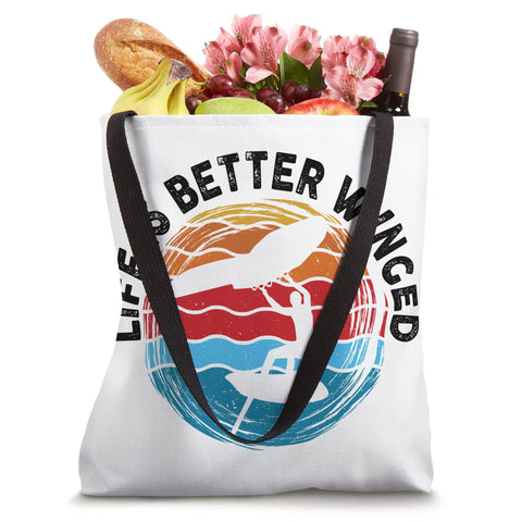 Wing Foil Gear Tote Bag For Wingsurfing And Wingfoiling, 16 By 16 Inch Carry Bag With Graphic, Filled With Groceries