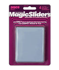 Heavy Duty Self Adhesive Furniture Slides Smooth Moving Discs No Sweat Floor Protectors For Gliding On Hardwood Tile Carpet And Vinyl Surface Savers Four Inch By Three Inch Four Pack Grey in package.