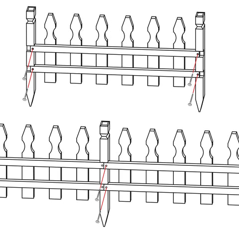 Diagram of Solid Fir Wood Garden Picket Fence Edging Kit With Five Panels For Yard Border And Plant Beds Approximately 178 By 22 Inches Durable Outdoor Fence System