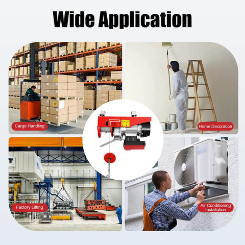 440 Lb Electric Hoist Winch With Remote Control, Compact Mini Overhead Lifter for cargo handling, home decoration, factory lifting, and AC installation.