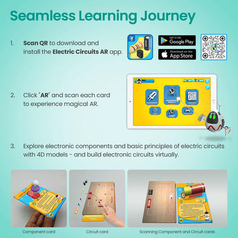 Hands On Electronics Kit For Kids That Makes Learning Real Circuits Fun With Augmented Reality Flashcards For Homeschool And Classroom Use Aimed At Building Critical Thinking Creativity And Practical STEM Skills With A Free Learning App, AR app setup