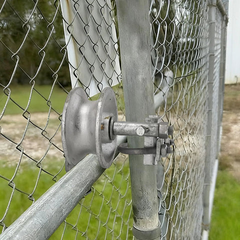 Sliding Gate Rollers 5 Inch Galvanized Steel Pipe Track Wheels For Chain Link Sliding Gates, Fits 1 7/8 Inch And 1 5/8 Inch Gate Frames And Track Pipes, Includes Single U Bolt Hardware, Pack Of 2