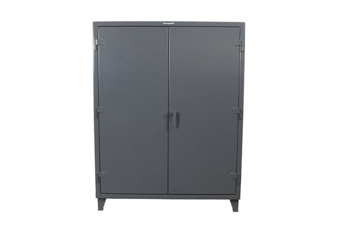 Heavy Duty Industrial Storage Cabinet, 60 Inch Wide By 24 Inch Deep By 78 Tall, 12 Gauge Steel, Dark Gray front view.