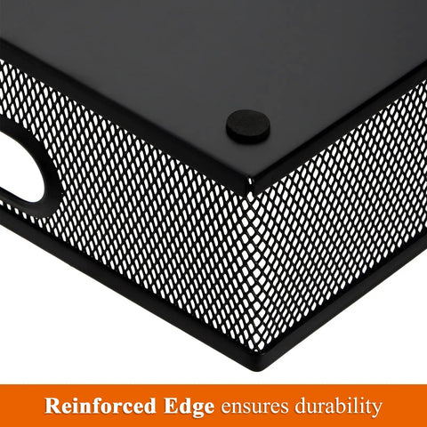Close-up of reinforced edge on Two Pack Metal Mesh Desk Drawer Organizer Tray Set With Handles, Heavy-Duty Steel Desktop Storage.