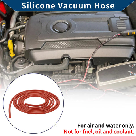 Silicone Vacuum Tubing Hose For Automotive Use High Temp Reinforced 10 Ft Long One Sixteenth Inch Inner Diameter And Two Millimeter Wall Red One Piece Durable Flexible Vacuum Line in car engine