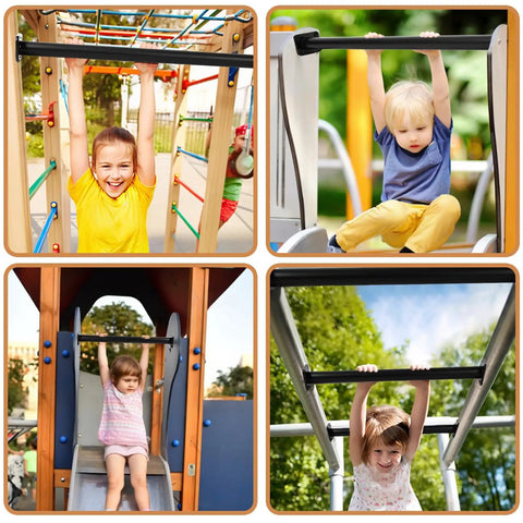 16.5 Inch Outdoor Monkey Bars Set Of 12 For Backyard Playset, Heavy Duty Black Steel With Mounting Plates And Hardware, Easy Install Climbing Ladder For Outdoor Or Indoor Playgrounds, Swing Sets