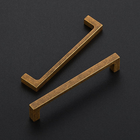 10 Pack Solid 5 Inch Square Cabinet Handles Antique Brass Pulls For Kitchen Cabinets And Drawers, Durable Drawer Pulls on black background