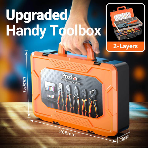 All In One Ferrule Crimping Tool Kit With Self Adjusting Ratchet For AWG 28 To 5 Ferrules And 1275 Pieces in orange case