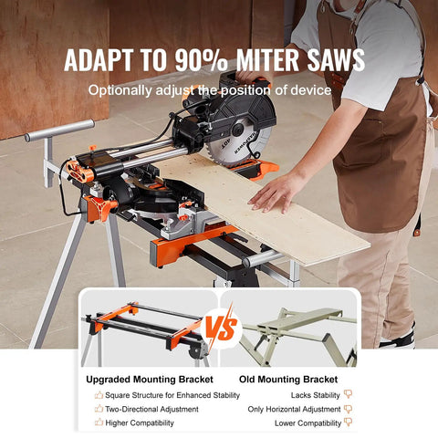 Rock Solid Adjustable Miter Saw Stand With Heavy Duty Steel Construction And Three Hundred Pound Rating. Foldable Portable Work Support Adds Quick Setup Secure Clamping And Snappy Cuts To Every Weekend Build Or Garage Workshop