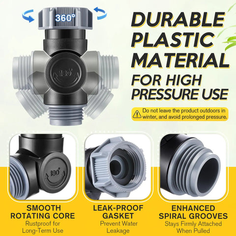 Swivel Garden Hose Connector With 180 And 360 Degree Rotations, Three Quarter Inch Fit, No Fuss Easy Flex Outdoor Faucet Extender For Tight Spaces Around Walls And Corners, Beds And RV Hookups, Stops Kinks And Tangling, durable plastic