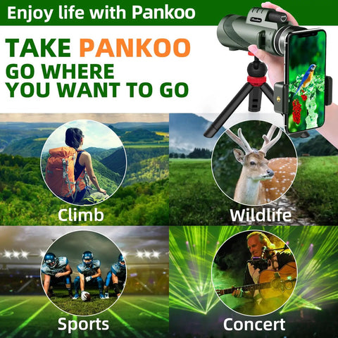 12X 60mm Monocular with Phone Adapter, Tripod and Strap for Bird Watching, Hiking, Concerts, Sports, Travel and Grab and Go Scenic Views, BAK4 Prism for Clear HD Imaging, Lightweight Night Vision Friendly, All Purpose Monocular with tripod and phone mount