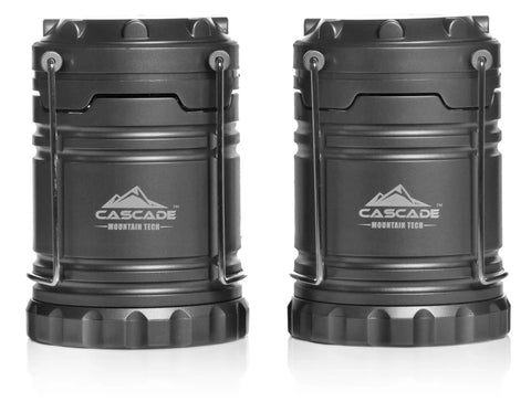 Two Pop-Up LED Lantern 100 Lumen, 360 Degree Bright Light, IPX4 Water Resistant, compact black design with handles