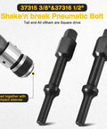 Backyard Boss Shake N Break Air Hammer Adapter Cracks Loose Seized Nuts Fast Includes 3/8 And 1/2 Inch Parker Shank Bits close-up of pneumatic bolt bits