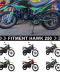 Heavy Duty Kick Stand For Hawk 250 XR150 TBR7 Dirt Bike Steel Motorcycle Side Stand Stable Upright Support For Off Road Rides 1 Piece Corrosion Resistant Mount Easy Install shown on green dirt bike.